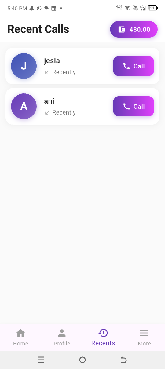 Voice Calling Interface
